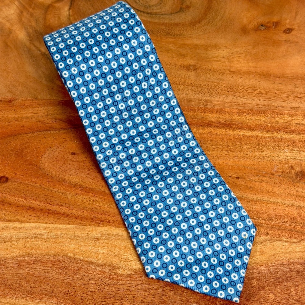Envoy‎ Blue Geometric Circles Silk Necktie Men